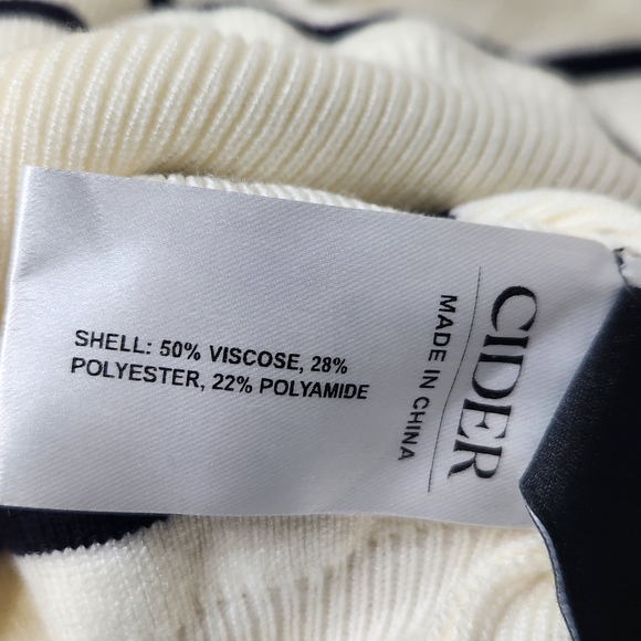 NWT - Cider Black and White Striped Sweater with Button Accents - Picture 7 of 12